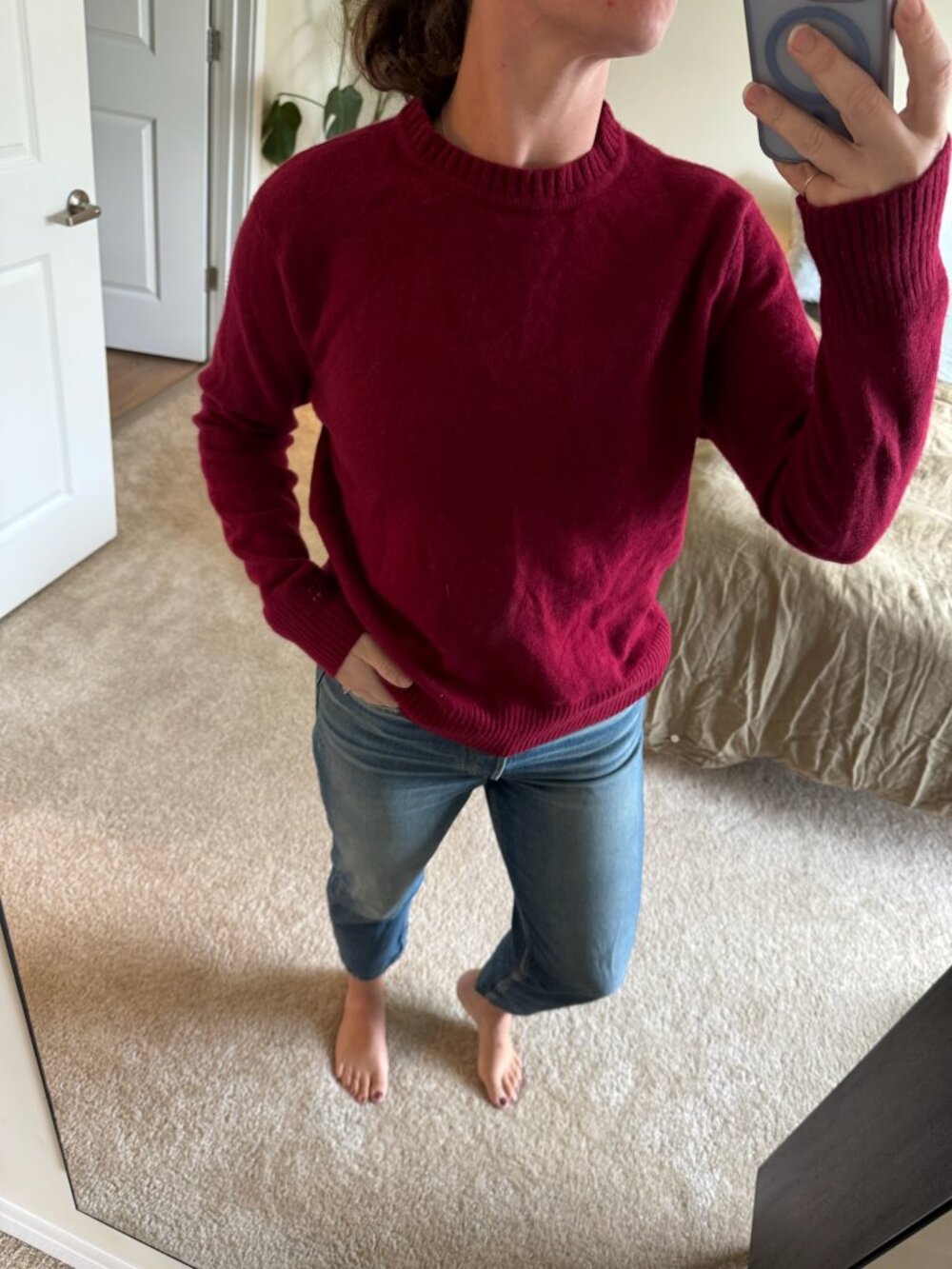 J. Crew Rugged Merino Wool Blend Raspberry Sweater Size Large - Picture 5 of 5